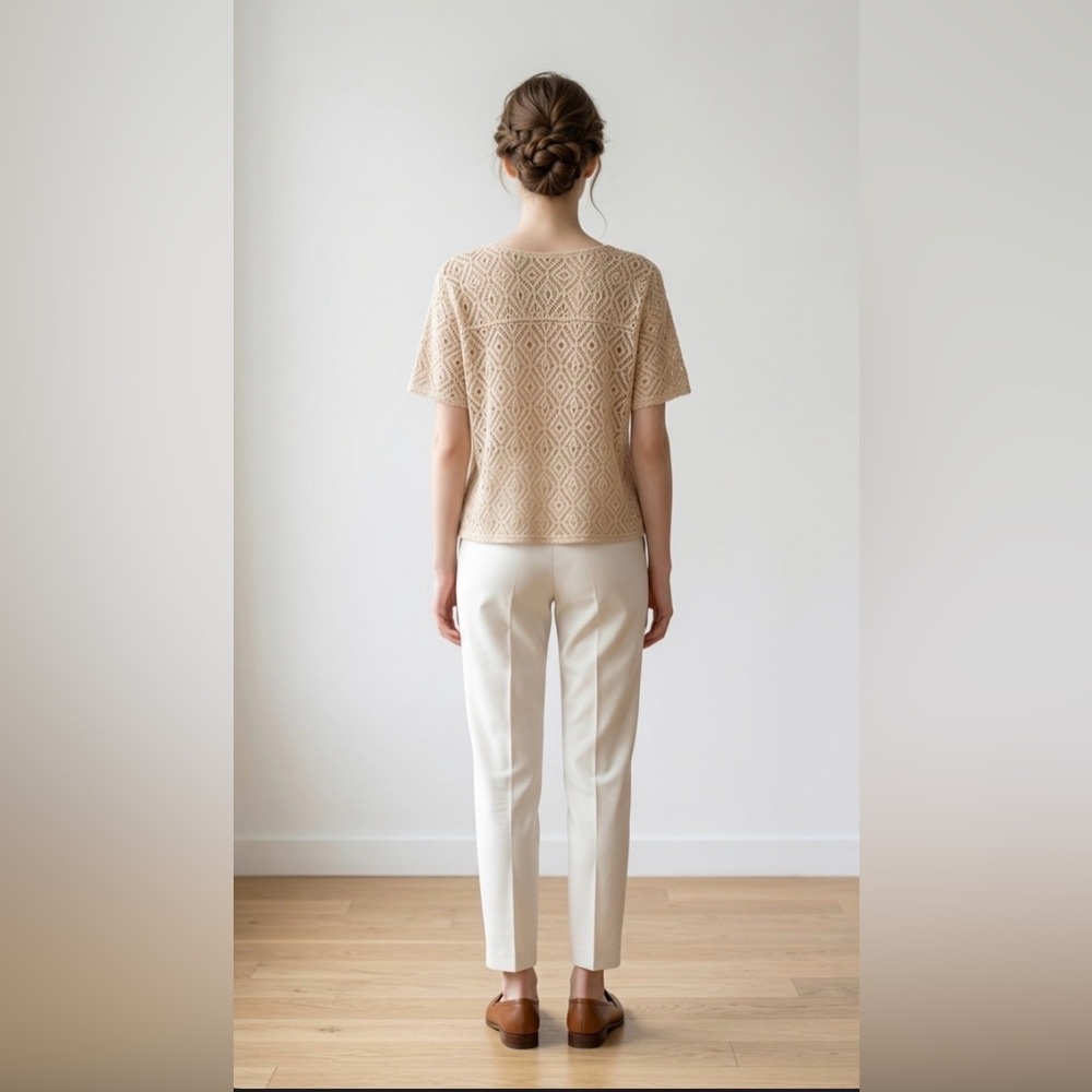 Crochet Tie-Front Short Cardigan in Beige - Picture 5 of 7
